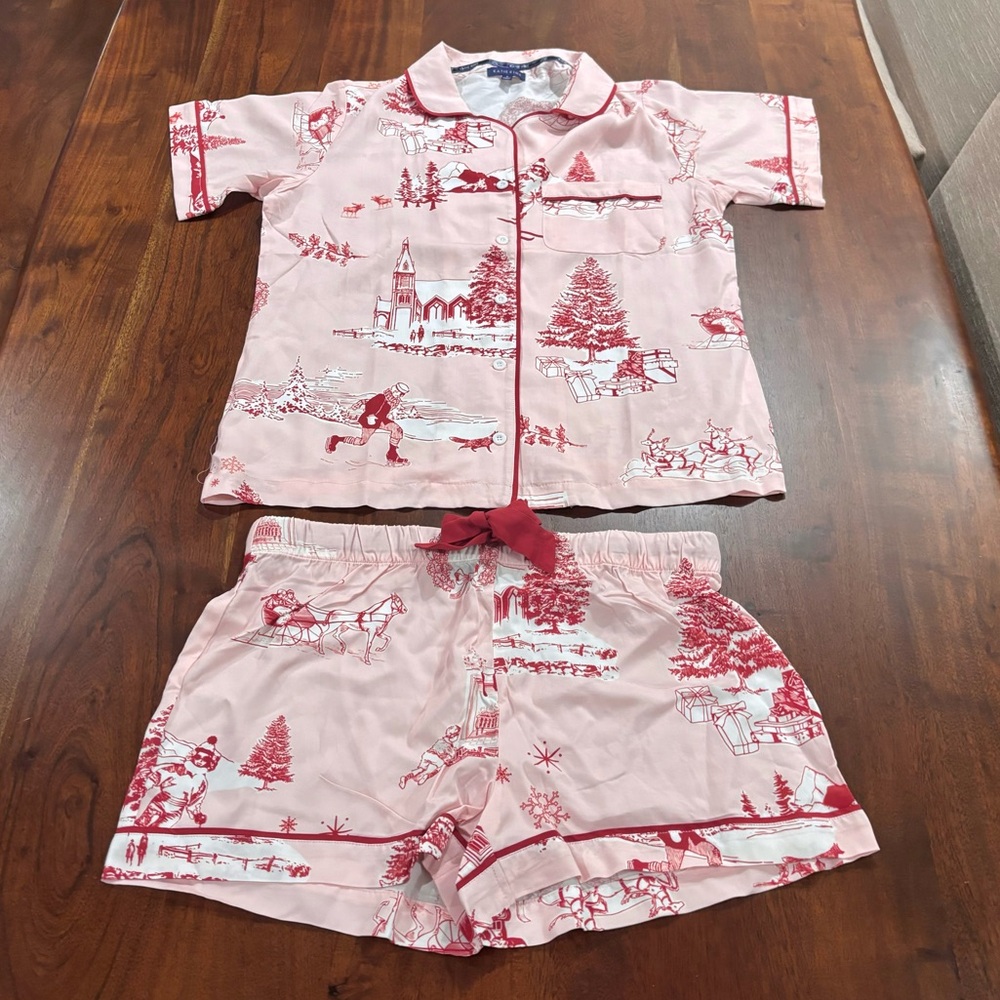 Katie Kime Holiday Toile Matching Pajama Short Set Sz Small Christmas Novelty